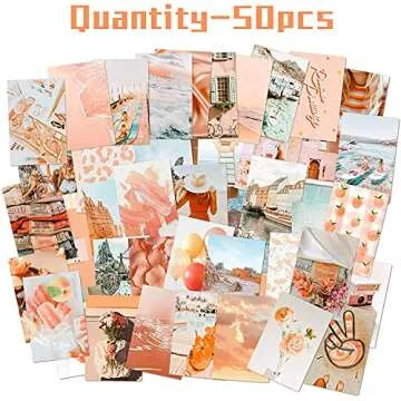 CY2SIDE 50PCS Peach Beach Aesthetic Picture for Wall Collage, 50 Set 4x6 inch, Boho Style Collage Pr...
