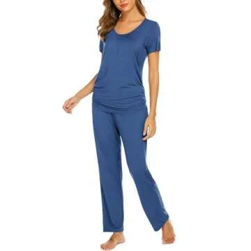 Ekouaer Soft Maternity Nursing Pajamas Set for Moms