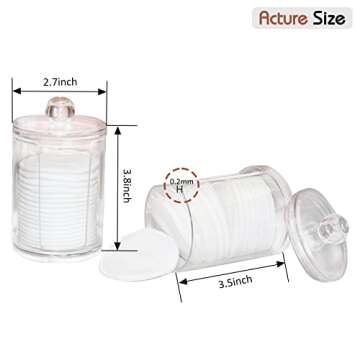 Qihomy Cosmetic Cotton Pads Storage Rack - Large Capacity Qtip Dispenser Holder Transparent Acrylic Storage Organizer Containers Cotton Rounds Display Rack With Lid (4.33 x 2.76 x 2.76 inches)