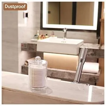 Qihomy Cosmetic Cotton Pads Storage Rack - Large Capacity Qtip Dispenser Holder Transparent Acrylic Storage Organizer Containers Cotton Rounds Display Rack With Lid (4.33 x 2.76 x 2.76 inches)
