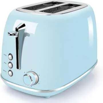 Toaster 2 Slice,Compact Bread Toasters with 6 Browning Settings & Stainless Steel Housing, Bagel Defrost Cancel Function Removable Crumb Tray, Blue