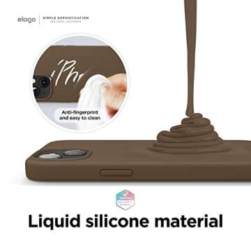 elago Liquid Silicone Case Compatible with iPhone 13 (6.1 inches), Premium Silicone Case, Full Protection Case – Shockproof Cover with 3 Structures, Soft Microfibre Prevents Scratches (Brown)