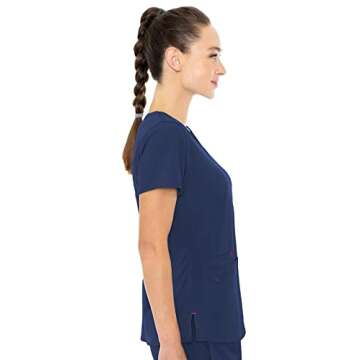 Stylish Women's Racerback Scrub Top in Navy & Lollipop