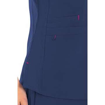 Stylish Women's Racerback Scrub Top in Navy & Lollipop