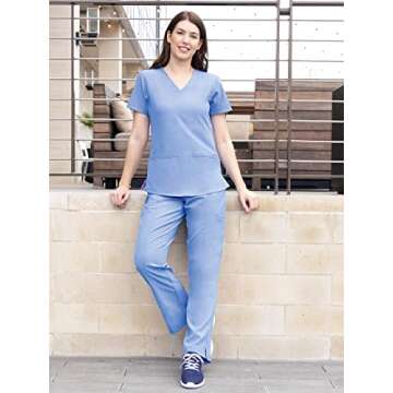 Stylish Women's Racerback Scrub Top in Navy & Lollipop