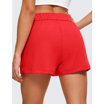 CRZ YOGA Women's Ribbed High Waisted Sweat Shorts