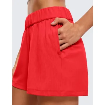 CRZ YOGA Women's Ribbed High Waisted Sweat Shorts