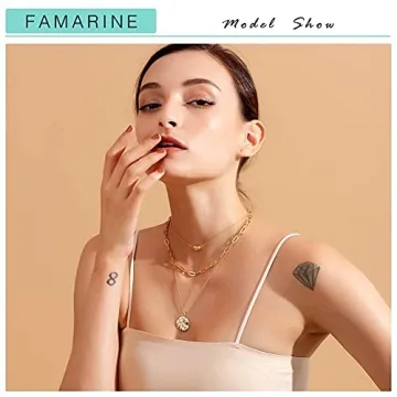 Shop FAMARINE Gold Plated Layered Necklaces Set - 3 Elegant Pieces