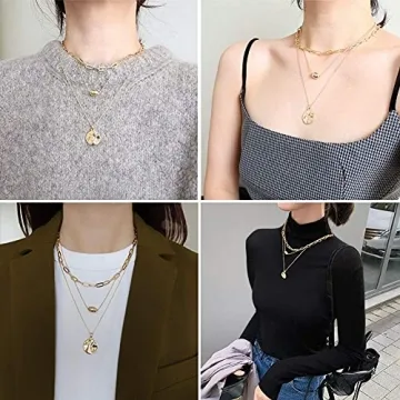 Shop FAMARINE Gold Plated Layered Necklaces Set - 3 Elegant Pieces