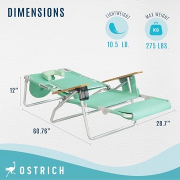 Ostrich Deluxe Reclining Lounge Chair for Beach Enjoyment