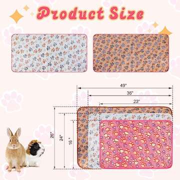 YUEPET Waterproof Guinea Pig Blankets Washable 3 Pack Small Animal Fleece Cage Liners Pet Soft Sleep...