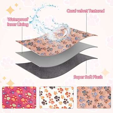 YUEPET Waterproof Guinea Pig Blankets Washable 3 Pack Small Animal Fleece Cage Liners Pet Soft Sleep Mat Pad Cover Warm Flannel Throw for Hamster Guinea Pig Rabbit Chinchilla Hedgehog Ferret 23"×16"