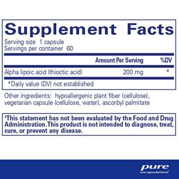 Pure Encapsulations Alpha Lipoic Acid 200 mg for Liver & Nerve Health - Vegan Supplement - 60 Capsul...