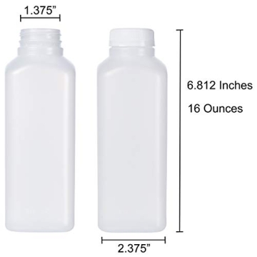 16 Oz Plastic Juice Bottles - 33 Pack BPA Free Containers
