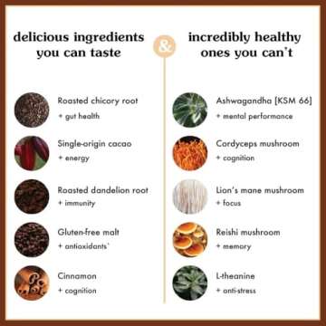 Joe'y Original Coffee Alternative, Mushroom Coffee Substitute with Cacao, Chicory & Dandelion Root, Adaptogenic Superfood Ingredients, Vegan, Gluten-Free, Clean Energy Without Jitters, 60 Servings