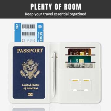 Rimilak Passport Holder, RFID Blocking Passport Cover Wallet Travel Essentials, Leather Travel Air Ticket Documents Organizer Protector for Women and Men, Abstract Art