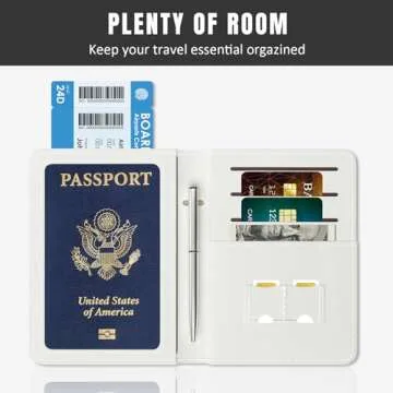 Rimilak Passport Holder, RFID Blocking Passport Cover Wallet Travel Essentials, Leather Travel Air Ticket Documents Organizer Protector for Women and Men, Abstract Art