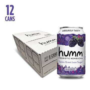 Humm Kombucha Blackberry, Organic, Vegan & GMO Free (12 Pack)