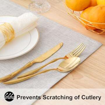 homing Neutral Beige Cloth Placemats Set of 6 – Cotton Linen Blend Washable Farmhouse Dining Table Mats for Indoors & Outdoors, Easy to Clean, 13 x 19 Inch