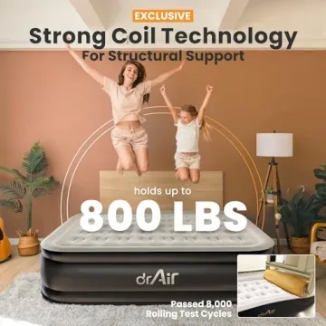 Dr. air Queen Air Mattress with Built-in Pump, 18” Raised Blow Up Mattress - 800 lbs Max Honeycomb Design, 3-Min Inflation, Waterproof Velvety Top, Ideal for Home, Guests & Camping, Colchon Inflable