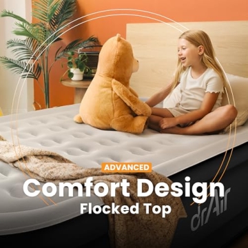 Dr. air Queen Air Mattress with Built-in Pump, 18” Raised Blow Up Mattress - 800 lbs Max Honeycomb Design, 3-Min Inflation, Waterproof Velvety Top, Ideal for Home, Guests & Camping, Colchon Inflable