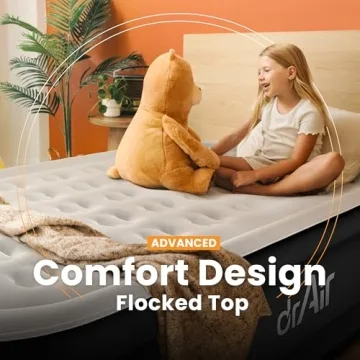 Dr. air Queen Air Mattress with Built-in Pump, 18” Raised Blow Up Mattress - 800 lbs Max Honeycomb Design, 3-Min Inflation, Waterproof Velvety Top, Ideal for Home, Guests & Camping, Colchon Inflable