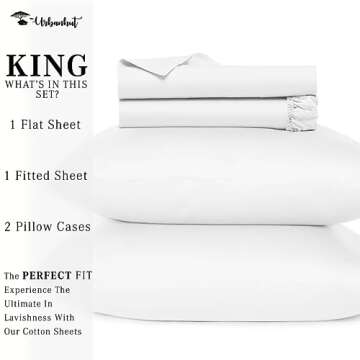 URBANHUT 800 Thread Count Egyptian Cotton Sheets King Size, Long Staple Bed Sheets, 4 Pc Bed Sheet Sets for King Size Bedding, Sateen Weave Luxury Hotel Bed Sheets Fits 16" Deep Pocket - White