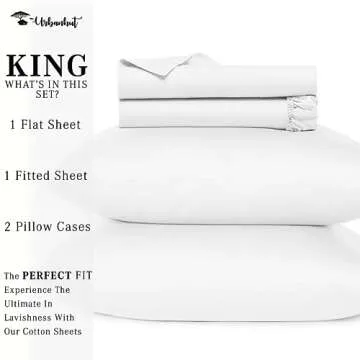 URBANHUT 800 Thread Count Egyptian Cotton Sheets King Size, Long Staple Bed Sheets, 4 Pc Bed Sheet Sets for King Size Bedding, Sateen Weave Luxury Hotel Bed Sheets Fits 16" Deep Pocket - White