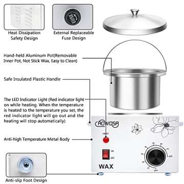 Single Wax Warmer Professional Electric Wax Heater Machine for Hair Removal, Large Wax Pot Paraffin Facial Skin Body SPA Salon Equipment with Adjustable Temperature Set