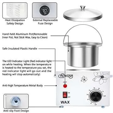Single Wax Warmer Professional Electric Wax Heater Machine for Hair Removal, Large Wax Pot Paraffin Facial Skin Body SPA Salon Equipment with Adjustable Temperature Set