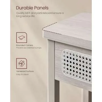 VASAGLE Console Table, Sofa Table, Narrow Entryway Table with 2 Drawers, Open Storage Shelf, Rounded Corners, for Living Room, Boho Style, Oatmeal Beige ULNT016K66