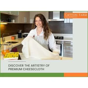 Cotton Farm Pre-Cut Cheese Cloths, 18 x 18 inch, Grade 100, Overlocked Edges, Reusable Muslin Cheese...