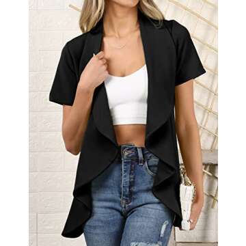 Stylish Plus-Size Open Front Blazer by DOUBLJU
