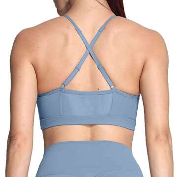 Aoxjox Sports Bras for Women Workout Fitness Ruched Training Baddie Cross Back Yoga Crop Tank Top (S...