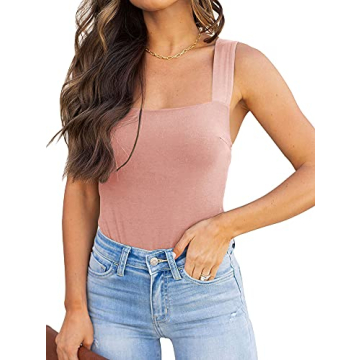 REORIA Women's Sexy Club Square Neck Sleeveless Bodysuit - Chic and Comfortable