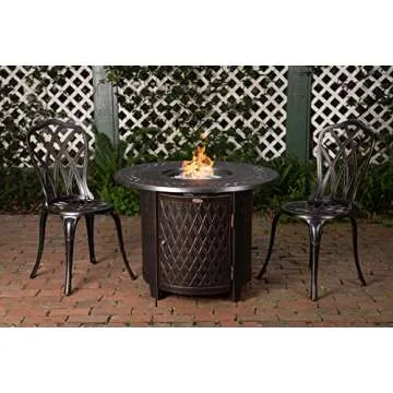 Fire Sense 62988 Wagner Woven Aluminum Convertible Gas Fire Pit Table 37,000 BTU Multi-Functional Ou...