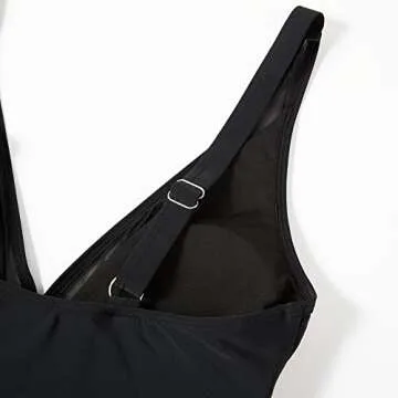 SUUKSESS Women Slimming Tummy Control One Piece Swimsuits Sexy Mesh High Waisted Monokini Bathing Suits (Black, L)