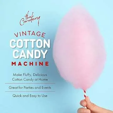 The Candery Cotton Candy Machine - Bright, Colorful Style- Makes Hard and Sugar Free Candy, Sugar Floss, Homemade Sweets for Birthday Parties - Includes 10 Cones & Scooper