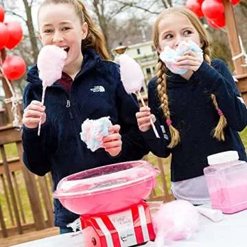 The Candery Cotton Candy Machine - Bright, Colorful Style- Makes Hard and Sugar Free Candy, Sugar Floss, Homemade Sweets for Birthday Parties - Includes 10 Cones & Scooper
