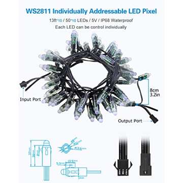 ALITOVE RGB LED Pixels - 12mm Diffused Full Color LED Module for Outdoor Advertising Signs - 500pcs - IP68 Waterproof - Black Wire - DC 5V