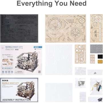 ROKR 3D Wooden Puzzle - Creative Marble Run Building Kit