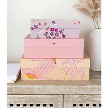 Kate Spade New York Decorative Storage Boxes with Lids, 3 Pack Sturdy Organizer Storage Bins, Includ...