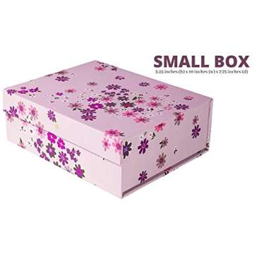 Kate Spade New York Decorative Storage Boxes with Lids, 3 Pack Sturdy Organizer Storage Bins, Includes Small Medium Large Pink Nesting Boxes with Magnetic Closure, Falling Flower