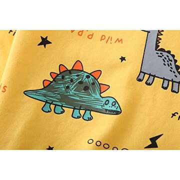 Toddler Baby Boy Clothing Sets Little Dinosaur Printed Long Sleeve Tops and Pants Kids 2pcs Outfits (1-Yellow, 1-2T)