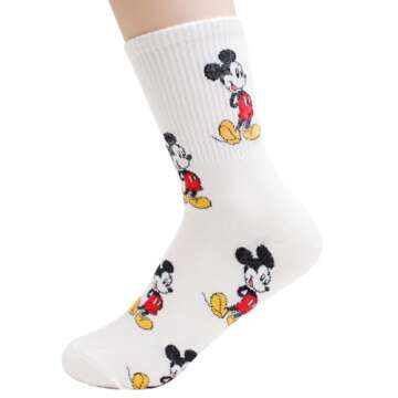 Socksense Cartoon Character Series Women's Original Crew Socks (Mi Pattern_4pairs)