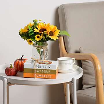 Fall Decor - Fall Decorations for Home- 3 Mini Wood Decorative Books Stack with Hemp Rope-Tiered Tray Decor for Autumn Thanksgiving Harvest Farmhouse Rustic Decor for Table Shelf