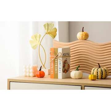 Fall Decor - Fall Decorations for Home- 3 Mini Wood Decorative Books Stack with Hemp Rope-Tiered Tray Decor for Autumn Thanksgiving Harvest Farmhouse Rustic Decor for Table Shelf