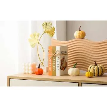 Fall Decor - Fall Decorations for Home- 3 Mini Wood Decorative Books Stack with Hemp Rope-Tiered Tray Decor for Autumn Thanksgiving Harvest Farmhouse Rustic Decor for Table Shelf