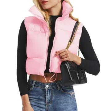 Stylish American Trends Women's Pink Cropped Puffer Vest