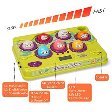 FS Whack A Mole Game for Toddler 3 4 5 6 Year Old Boys and Girls, Interactive Pounding Toys with Sound and Light, Whack Mole Toys for Kids Ages 4-8, PK Mode with 2 Hammer Toys